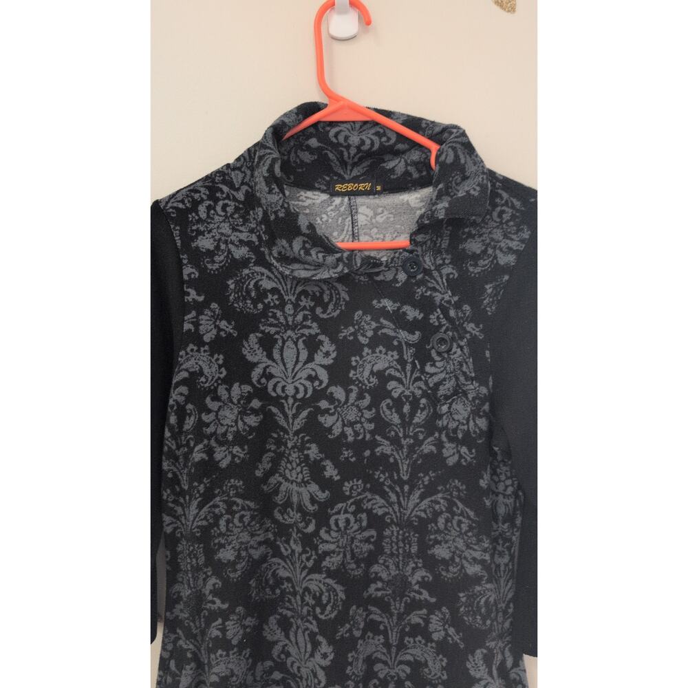 Reborn Black Patterned Dress – Size Medium - Picture 3 of 4